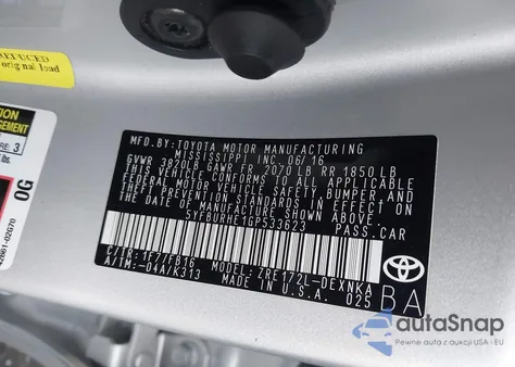 2016 Toyota Corolla Le from USA, damaged, VIN 5YFBURHE1GP533623